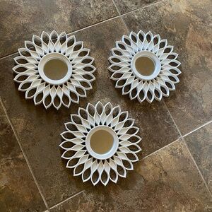 Trio of MCM flower mirrors 10” round NWOT